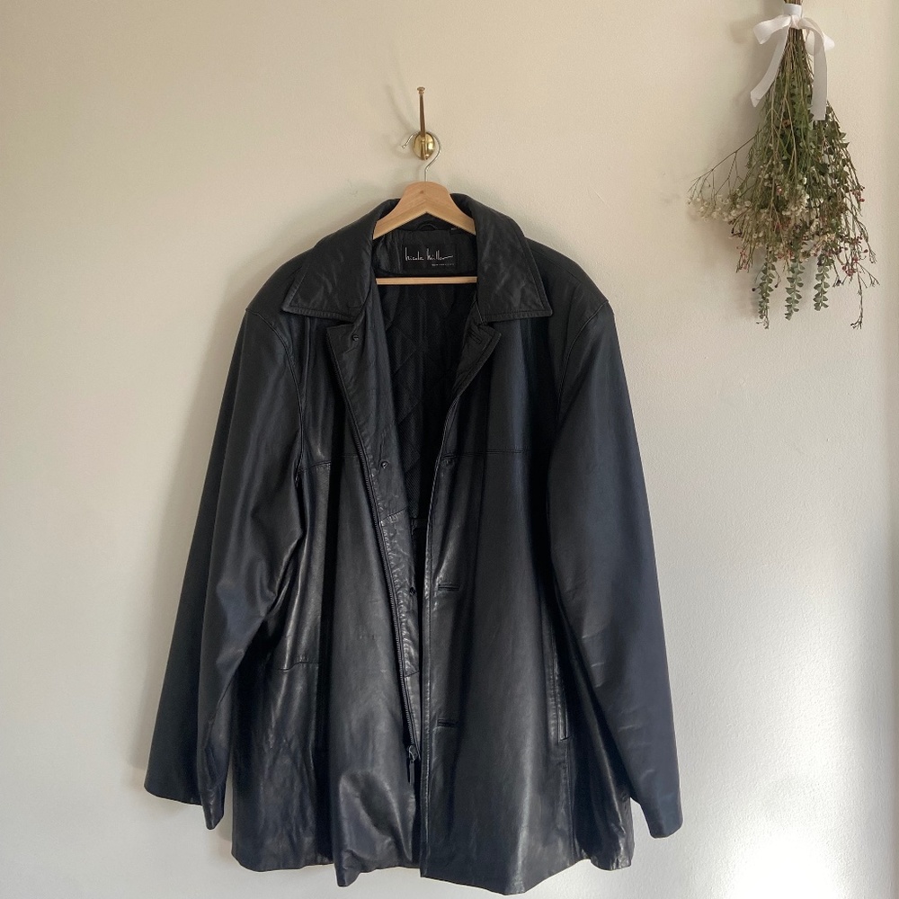 Leather Blazer (Nicole Miller) 90s vintage genuine Leather Jacket